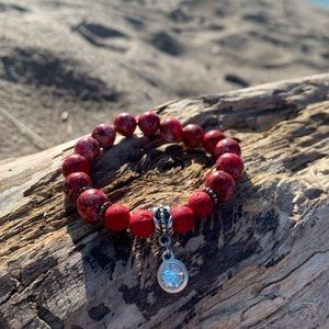 Red Lava Bead Diffuser Bracelet with Charm